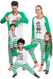Conjunto de pijamas a juego con estampado de rayas verdes para la familia