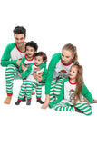 Conjunto de pijamas a juego con estampado de rayas verdes para la familia