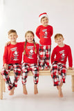 Conjunto de pijamas a juego con estampado de muñeco de nieve a cuadros rojos para Navidad
