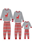 Conjunto de pijamas a juego con estampado de alce y estampado de alce gris rojo