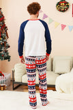 Juegos de pijama familiar de dos piezas con estampado de árbol de Navidad verde y cuello redondo