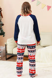Juegos de pijama familiar de dos piezas con estampado de árbol de Navidad verde y cuello redondo