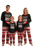 Conjunto de pijama familiar de cuello redondo con patrón de muñeco de nieve negro rojo Fair Isle