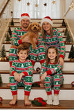 Conjuntos familiares de pijama con cuello redondo y manga larga con patrón Green Red Fair Isle