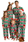 Conjuntos familiares de pijama con cuello redondo y manga larga con patrón Green Red Fair Isle
