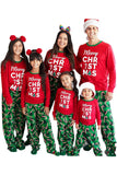 Set de pijama familiar navideño estampado verde y rojo a juego