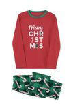 Set de pijama familiar navideño estampado verde y rojo a juego