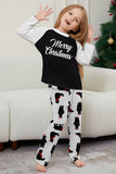 Conjunto de pijama familiar a juego navideño de manga larga negra