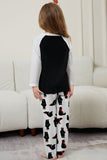 Conjunto de pijama familiar a juego navideño de manga larga negra