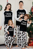 Conjunto de pijama familiar a juego navideño de manga larga negra