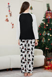 Conjunto de pijama familiar a juego navideño de manga larga negra