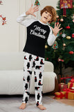 Conjunto de pijama familiar a juego navideño de manga larga negra