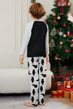 Conjunto de pijama familiar a juego navideño de manga larga negra
