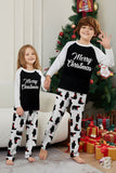 Conjunto de pijama familiar a juego navideño de manga larga negra
