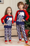 Pijama familiar azul marino de manga larga y escote redondo