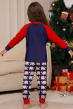 Pijama familiar azul marino de manga larga y escote redondo