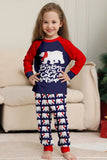 Pijama familiar azul marino de manga larga y escote redondo