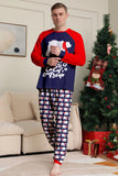 Pijama familiar azul marino de manga larga y escote redondo