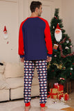 Pijama familiar azul marino de manga larga y escote redondo