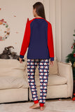 Pijama familiar azul marino de manga larga y escote redondo