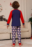 Pijama familiar azul marino de manga larga y escote redondo