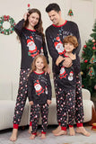 Pijama familiar a juego navideño gris oscuro con estampado navideño