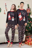Pijama familiar a juego navideño gris oscuro con estampado navideño