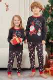 Pijama familiar a juego navideño gris oscuro con estampado navideño