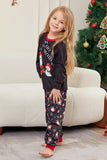 Pijama familiar a juego navideño gris oscuro con estampado navideño