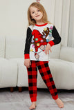 Conjunto de pijama familiar de manga larga estampado en negro y rojo para la Navidad, a juego