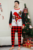 Conjunto de pijama familiar de manga larga estampado en negro y rojo para la Navidad, a juego