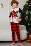 Conjunto de pijama familiar de manga larga estampado en negro y rojo para la Navidad, a juego