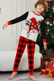 Conjunto de pijama familiar de manga larga estampado en negro y rojo para la Navidad, a juego