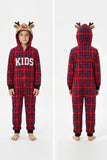 Conjunto de pijama familiar a juego con capucha de reno de manga larga y manga larga de manga larga en red