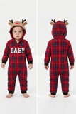 Conjunto de pijama familiar a juego con capucha de reno de manga larga y manga larga de manga larga en red