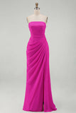 Vestido de fiesta rosa pálido sin mangas corte recto