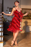 Rojo 1920s Vestido Tirantes de Espagueti