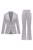 Gris Rosa Pico Solapa Satén Slim Fit Trajes de mujer