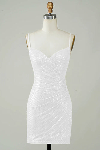 Lentejuelas Bodycon Little White Dress