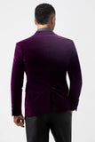 Blazer hombre violeta oscuro solapa pico un botón terciopelo