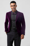 Blazer hombre violeta oscuro solapa pico un botón terciopelo