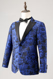 Jacquard Azul Real Peak Solapel 2 Piezas Trajes de Fiesta para Hombre