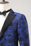 Jacquard Azul Real Peak Solapel 2 Piezas Trajes de Fiesta para Hombre