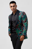 Chal de jacquard verde solapa Blazer de fiesta para hombre con un botón