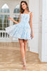 Cargar imagen en el visor de la galería, Elegante A Line Sage Printed Short Homecoming Dress