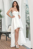 Vestido de fiesta de graduación de novia de flor alta baja blanca