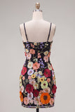 Vaina Spaghetti Straps Blush Homecoming Vestido con flores 3D