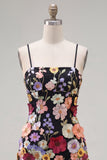 Vaina Spaghetti Straps Blush Homecoming Vestido con flores 3D