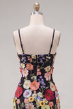 Vaina Spaghetti Straps Blush Homecoming Vestido con flores 3D