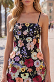Vaina Spaghetti Straps Blush Homecoming Vestido con flores 3D